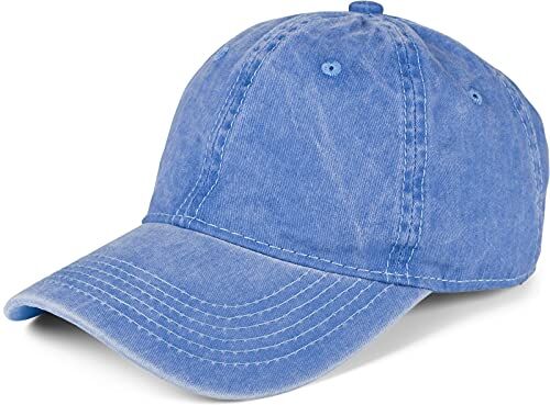 styleBREAKER Unisex 6-Panel Vintage cap Plain Washed Look Baseball cap Metal Buckle Adjustable , Colore:Jeans Blu Lavato