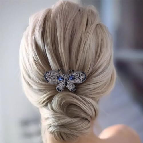 Wendalern Matrimonio Cristallo Farfalla Capelli Clip Strass Farfalla Capelli Barrette Antiscivolo Becco D'anatra Clip Copricapo Elegante Vuoto Farfalla Forcina Accessorio Capelli Da Sposa Per Le Donne