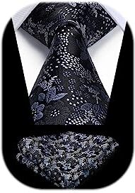 HISDERN Cravatta da sposa da uomo Fazzoletto Party Business Cravatta Paisley e set di fazzoletti da taschin0