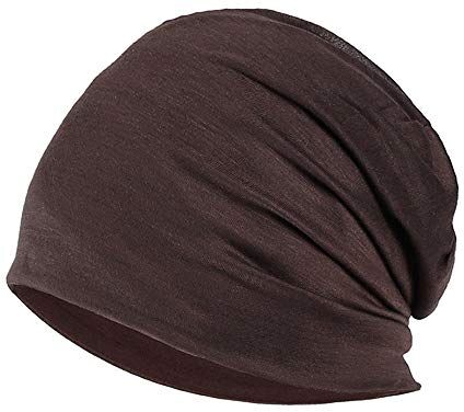 YOFASEN Berretto Slouchy Cappello in Cotone Chemio Cancro Cappuccio per Dormire Cappuccio Turbante Copricapo Elastico Musulmano per Donna Uomo, caffè, Taglia Unica