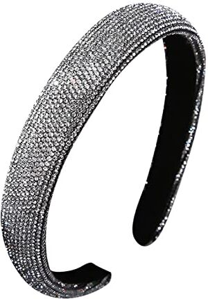 Generic 1PC adulto strass cristallo diamante pietra fascia donna moda fatta a mano largo cerchio per fascia lucida perline accessori per Fermaglio Fiocco Grande