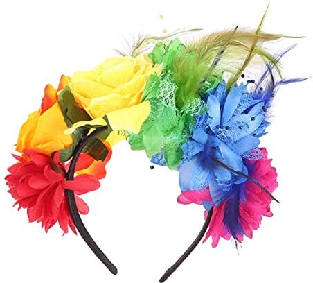 Generic MayDONG Cerchietto per capelli alla moda multicolore a forma di fiore con decorazione per palcoscenico, festa di nozze, acconciature da donna