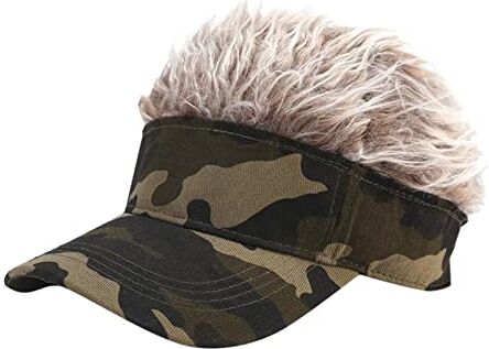 rockible Unisex Uomo Donna Caldo Beanie Capelli Cappello Divertente Sport Golf Parrucca, Esercito di Caffè Verde Parrucca