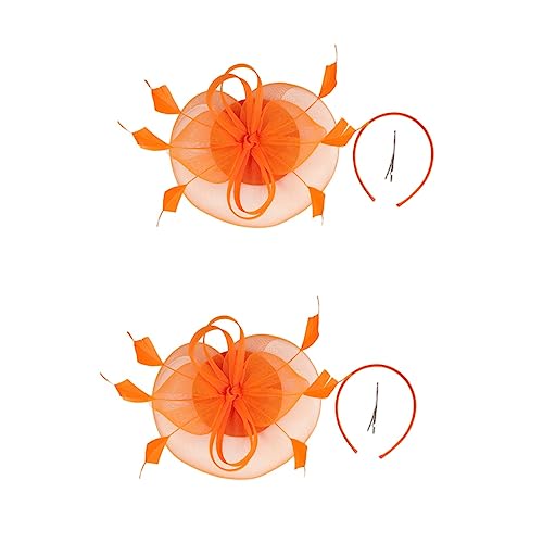 Abaodam Fascinatori 2Pcs Barrette Cappello Sposa Diadema Clip Di Della Sposa Velo Banchetto Copricapo Tea Party Cappelli Tea Party Maglia Seta Artificiali Garza