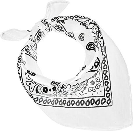 JOPHY & CO. BANDANA 100% cotone SET da 3/5/10 per Donna Uomo Bambini Unisex Tinta Unica e/o con Motivo Paisley COD. A (Set 10 pz, Paisley, Bianco)