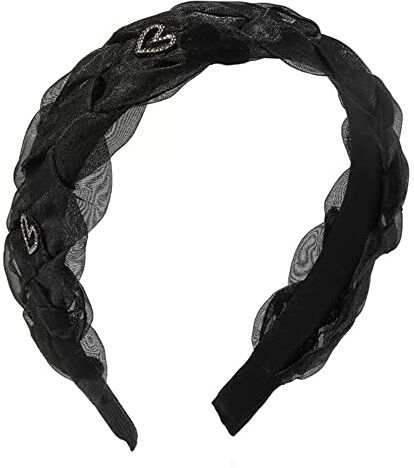 GALSOR Cerchietto per capelli antiscivolo Lady Hairband Net Weave Twist Wash Face Hair Band Stile coreano Sweet Out Love Headband Copricapo (Color : Schwarz, Size : 12x4cm)