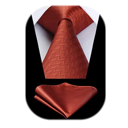 HISDERN Cravatte uomo Borgogna da matrimonio e Fazzoletto Cravatte fantasia plaid elegante classica business cravatta set