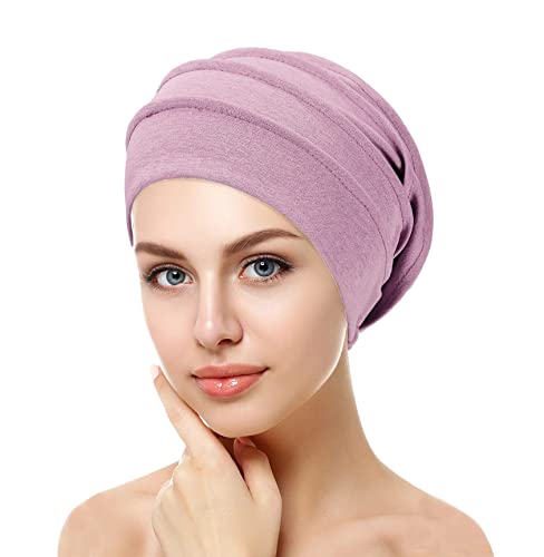 VUCDXOP Elegante Cotton cap Donna, Chemioterapia Cappello da Donna Pieghe Turbante Bandana di Chemio Dormire Berretto Beanie