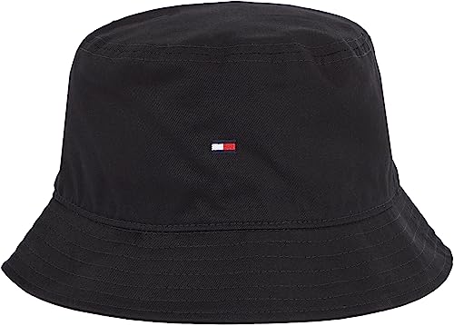 Tommy Hilfiger Cappello da Pescatore Uomo Flag Bucket Hat, Nero (Black), Taglia Unica
