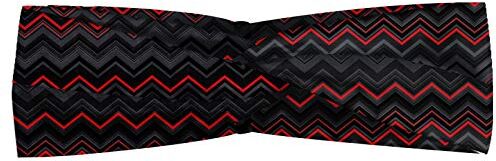 ABAKUHAUS Rosso e nero Fascia per Capelli, Zigzag Chevron Tema, Elastico e Morbido per lo Sport e l'Uso Quotidiano per Donna, Charcoal grigio chiaro grigio