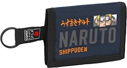 COMIX ANIME, Naruto Shippuden Portafoglio e Portamonete 3 Ante Naruto Shippuden, Portafoglio Unisex Bambini E Ragazzi, Anella Laterale Portachiavi e Porta Monete con Chiusura ZIP