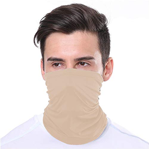 KUNSTIFY Scaldacollo multifunzione   Bandana da uomo e donna, scaldacollo, maschera per il viso, maschera per il naso in cotone glamour   elastico traspirante lavabile (beige)