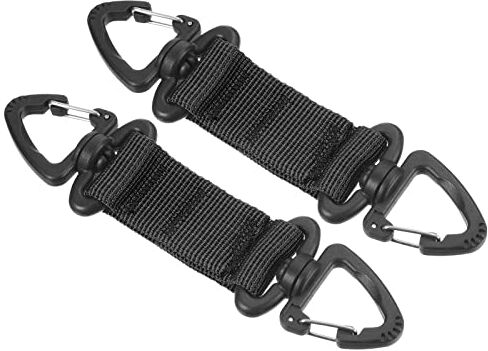 PATIKIL Cintura Clip Cinghia, 2pz Appeso Fibbia Portachiavi con Doppio Lato Triangolo Clip per Esterni Campeggio, Nero