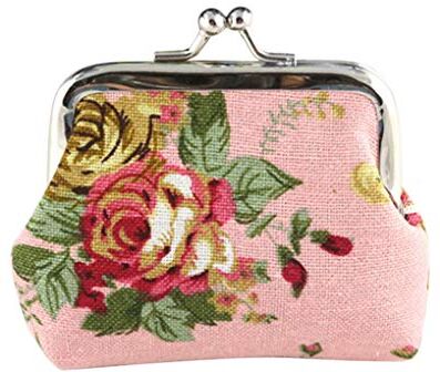 Leeadwaey Portafoglio femminile Mini Motivo Floreale Fibbia Portafogli Borsa Elegante Soldi Pendenti Tasche Stile Vintage Monete Borsa Accessori Rosa