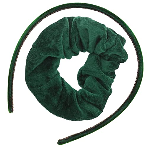 Topkids Accessories Fascia in velluto Alice e set di elastici per capelli coordinati, accessori per capelli per donne e ragazze, accessori per capelli per ragazze fascia per capelli (verde bottiglia)