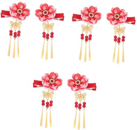 FOMIYES 3 Paia Tornante Fermaglio Per Nappa Fiore N. 1 Forcina Kimono Fiore Kanzashi Fermagli a Becco D'anatra Fermaglio Per Strass Sposa Fiori Lino Di Cotone