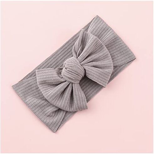 GERRIT Fascia Per Capelli 1pc / lot Fashion Solid Knot Bow Headband Headwrap Girls Cotton Bows Turban for la coppa elastica della ragazza Fascia Per Capelli Donna (Color : Grey)