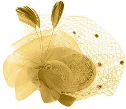 Generico Hat Party Feathe Cocktail Fashion Fascinators Hat Clip Hair Hat Headband Women's Headband Cerchietto Orecchie (Gold, One Size)