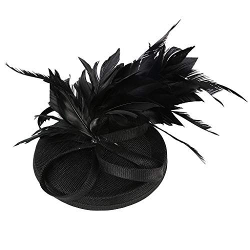 FGUUTYM Casco da equitazione da donna, copricapo per cappello, dolce, matrimonio, fascinators, fascia per capelli con perle (nero, taglia unica)