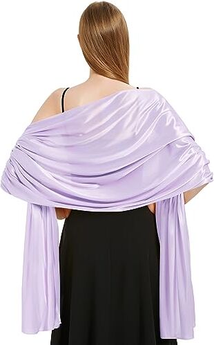 heekpek Sciarpa Donna Elegante Scialle Seta Satinata Leggero Scialle Stola Donna Sciarpa Lunga Scialle Cerimonia Matrimonio Festa, Viola chiaro