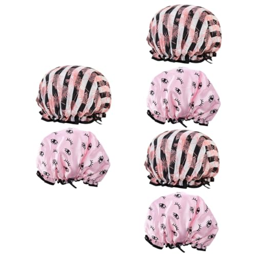 Beavorty 6 Pezzi Cappello Cucina Berretti Notte Doppia Doccia Domestica Cappelli Di Raso Strati Chic Seta Sonno Semplice Testa Bellezza Elastico Costume Bagno Elastico