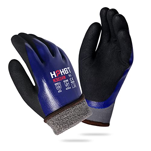 HPHST Guanti da lavoro invernali, impermeabili, termici, invernali, caldi, guanti da montaggio, guanti da lavoro invernali, da lavoro, a doppio strato, in nylon, guanti isolati (X-Large)