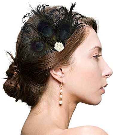 Yinguo Fascia per capelli da donna, cappelli da donna, cappello vintage, per tè, cocktail, matrimoni, chiesa (6-nero, taglia unica)