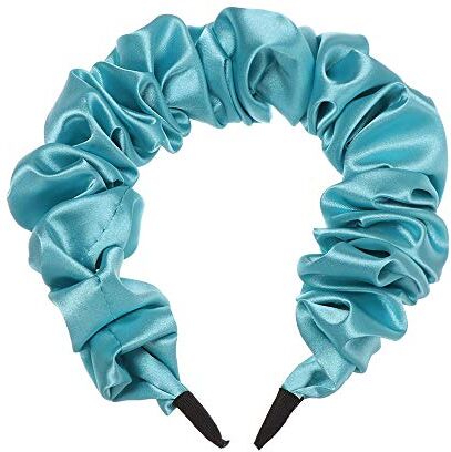 Generic Accessori per capelli da donna in tinta unita regali per feste retrò HairLoop viso lavaggio capelli fascia per capelli Cerchio pieghettato (blu)