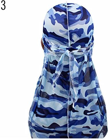 GERRIT Fascia Per Capelli Fashion Camo Men's Silky Turban Print Unisex Seta Durag Headwear Bandans Fascia Capelli Accessori for capelli Pirate Hat Waves Strags Fascia Per Capelli Donna (Color : 3)