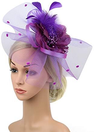 YWSTYllelty Fascia Capelli Spugna Fermagli per da donna fatti a mano con piume da sposa casual Fascinator copricapo Cerchietto Arcobaleno