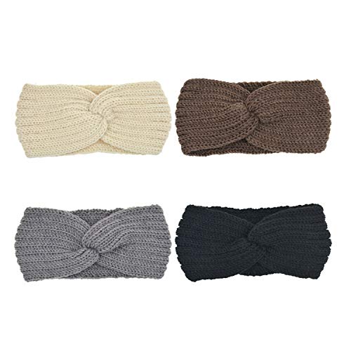 DRESHOW 4 Pezzi Fasce per Capelli Tessuto di Lana Turbante Fascia da Donna Invernale Accessori Cerchietti per Donna Ragazze