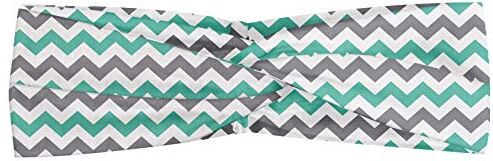 ABAKUHAUS Grey Chevron Fascia per Capelli, A spina di pesce in stile Art Deco, Elastico e Morbido per lo Sport e l'Uso Quotidiano per Donna, Sea Green e Gray