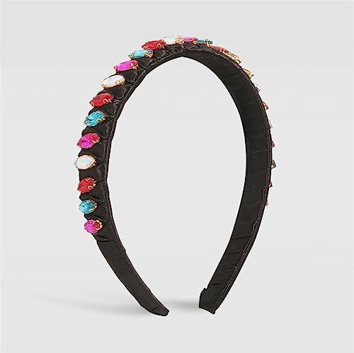 Youllyuu Cerchietto per capelli con strass solido per donne e ragazze fascino cristallo sottile fascia per capelli accessori per capelli regalo per feste nero 2