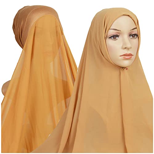 Generic Donne Casual Tinta Unita Multicolor Hijab Fasciatura Cap Musulmano Hijab Capelli Fasce Per Capelli (marrone-d, taglia unica)