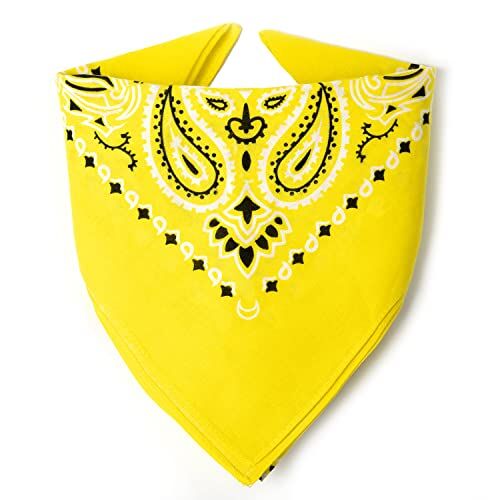 ...KARL LOVEN Bandana Giallo Motivo Paisley 100% Cotone Spessore Superiore 20 Colori Esclusivi