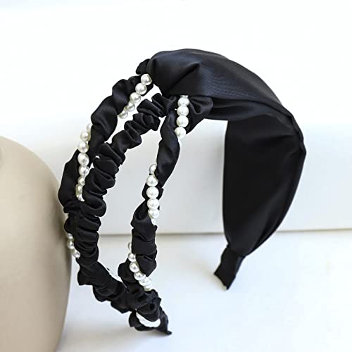 Generic La versione coreana del nuovo prodotto ha pieghettato i capelli del cerchio del tessuto degli accessori dei capelli della perla della croce delle ragazze di disegno cavo escono gli accessori dei cape