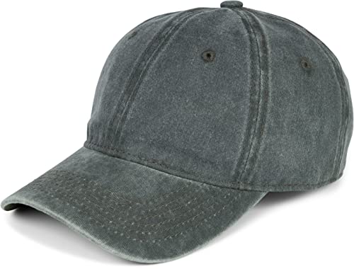 styleBREAKER Unisex 6-Panel Vintage cap Plain Washed Look Baseball cap Metal Buckle Adjustable , Colore:Grigio Scuro