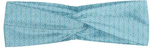 ABAKUHAUS Blue vintage Fascia per Capelli, Circles diagonali, Elastico e Morbido per lo Sport e l'Uso Quotidiano per Donna, Baby Blue e Bianco