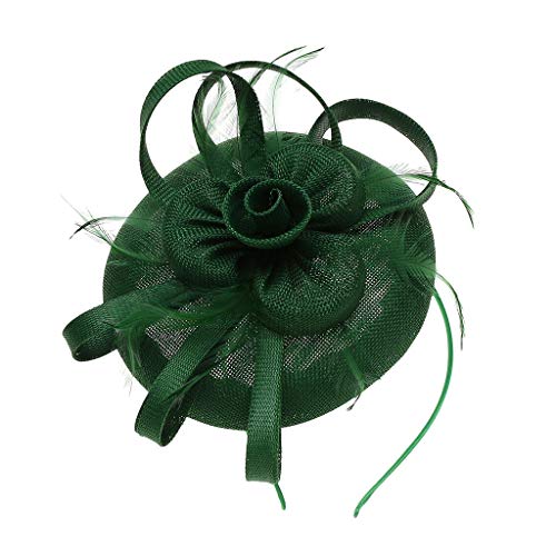 Generico Accessorio per fascia per con fermaglio per con cinturino per cappello elegante da donna Calze Fiocchi (Green, One Size)