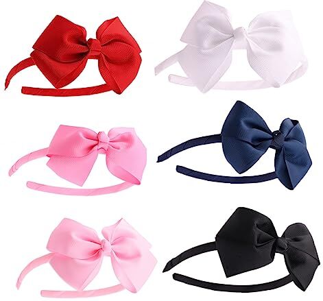 Beavorty 6 Pezzi Archetto Ad Arco Elegante Cerchietto Per Copricapo Con Fiocco Per Bambini Cerchio Per Ad Arco Foulard Nero Fasce Donne Tessuto Moda Ragazzina