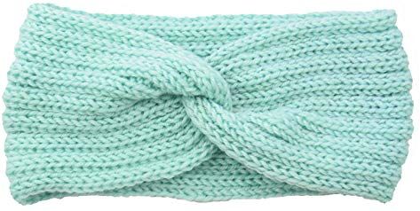 Momolaa Fischietti Bimbi Hairband fascia fascia di maglia Winter Women Cable Warmer Soft Ear Stretch Headband Chiusura (Mint Green #3, One size)