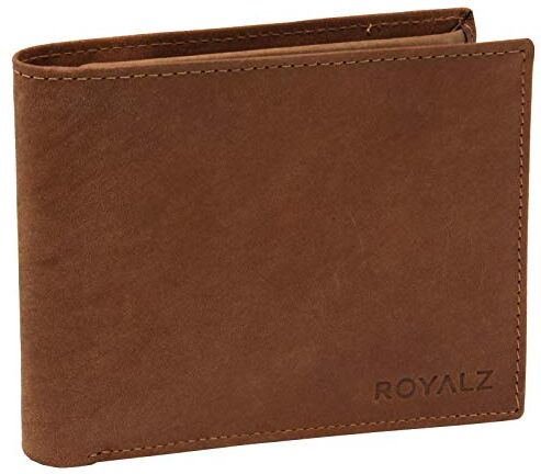 ROYALZ Portafoglio Noble Classico da Uomo in Vera Pelle con Portamonete Formato Verticale Cuoio Liscio, Colore:Antero Marrone