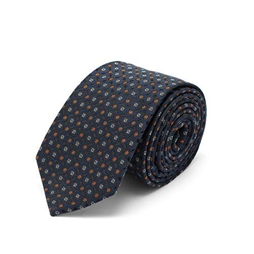 BRERA 67 Cravatta Uomo Elegante in Lana e Seta Blu e Beige   Cravattino per Completo 148x8   Cravatte Slim per Vestito da Cerimonia e per Abiti da Lavoro