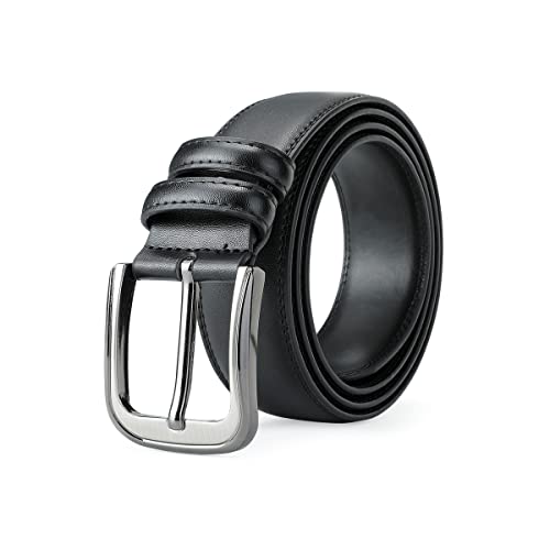 TEAMMAO Cintura Uomo Pelle Cinta Uomo Nera 110CM-200CM Grande Vita 3,8CM Larghezza Affari Moda Casual Jeans Lavoro Cinture Belt(180CM,Nero)