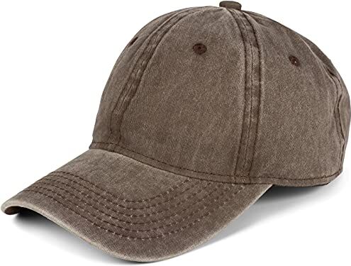 styleBREAKER Unisex 6-Panel Vintage cap Plain Washed Look Baseball cap Metal Buckle Adjustable , Colore:Marrone Scuro