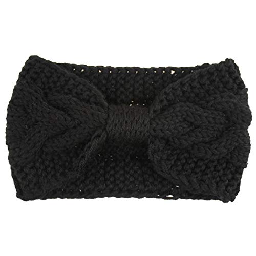 jieGorge Warm Knitting Keep Handmade Women Hairband Fashion Sport Headband Headband Fascia Sportiva Spugna (Black-B, One Size)