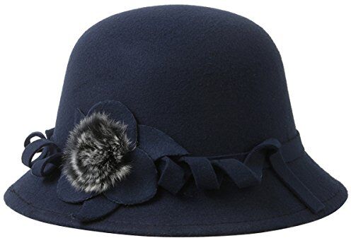 ZUMUii Butterme Cappello da donna vintage in Wool Round Bowler Fedora Derby Vintage Cloche cappelli Bucket Cap Navy blu