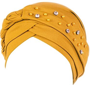 Yinguo Grande elastico tinta unita confortevole cappello piatto singolo colore borchie perline singolo colore singolo striscia singola perlina trapano treccia Cap fascia leopardato (giallo-A, taglia unica)