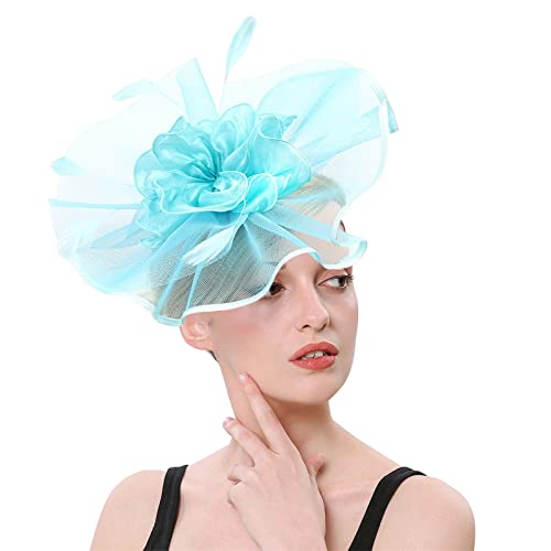 Generic Cappelli da donna Fascinators Cappello da fiore per tea party, cocktail, matrimoni, chiesa, doppio uso di fermagli per capelli e cerchi, fasce per allenamento per sudore (blu #7, taglia unica)