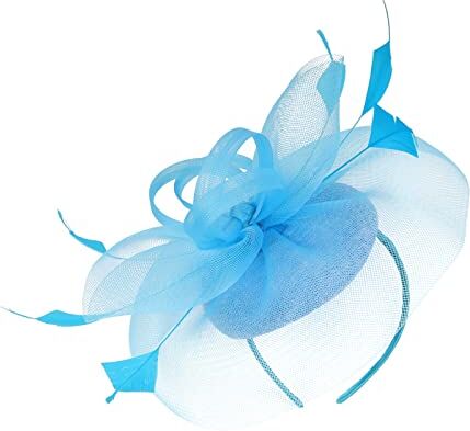 WIndsfinr Fermaglio per capelli fatto a mano, con piume, per matrimonio, stile casual, copricapo fascinator (A2-BU2, taglia unica)